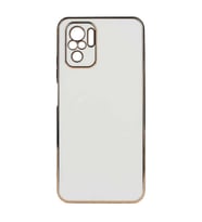 Xiaomi Poco M5S Kılıf Zore Bark Kenarları Altın Renk Kılıf (Beyaz)