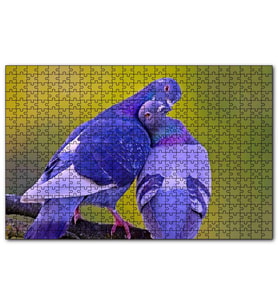 Cakapuzzle Dalda Sarılan İki Güvercin  Puzzle Yapboz MDF (Ahşap) (1000 Parça)