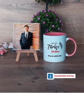 Türkçe Öğretmeni Fotoğraflı Dekoratif Taş, Kupa Bardak Beyaz Hediye Öğretmenler Günü Hediyesi (Model 6)