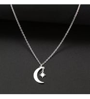 Kişiye Özel 925 Ayar Gümüş Ay Yıldız Kolye (Gümüş)