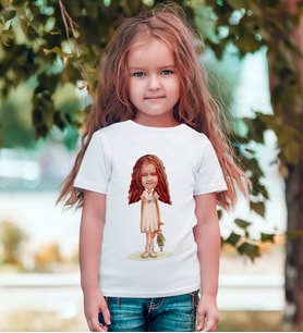 BK Gift Kişiye Özel Kız Çocuk Karikatürlü Siyah T-Shirt-7 (Beyaz)