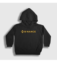 Presmono Unisex Çocuk Beyaz Logo Binance Bitcoin Kapüşonlu Sweatshirt 322953tt (Siyah)