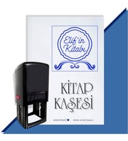 Kişiye Özel  Çerçeveli 9  Kitap Kaşesi (Mavi)