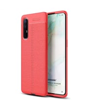 Oppo Reno 3 Pro Kılıf Deri Dokulu Silikon (Kırmızı)