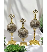 Mercan Başlı Metal Dekoratif Obje (Kahverengi)