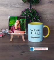 Teyzeye Doğum Günü Hediyesi Fotoğraflı Dekoratif Taş, Kupa Bardak Beyaz Hediye (Model 7)