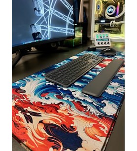 90 x 40 cm Desenli Dikişli Kaydırmaz Taban Speed Hızlı Yüzey Mousepad Masa Matı (Çok Renkli-Taba)