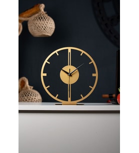 Gowpenart Dizayn Conflate Metal Masa Saati 1,5 mm Kalınlık 25x23cm (Gold)