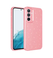 Galaxy S24 Plus Kılıf Kamera Korumalı Simli Lüks Koton Kılıf (Pembe)