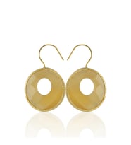 Kadir Jewellery 22 Ayar Altın Kaplama Kadın Taşlı Küpe -El İşçiliği Ve Hipoalerjenik Küpe (Sarı)