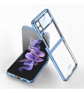 Samsung Galaxy Z Flip 4 Kılıf Kıpta Lens Korumalı Kapak (Açık Mavi)