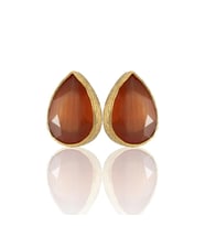 Kadir Jewellery 22 Ayar Altın Kaplama Kadın Minimal Küpe -El İşçiliği Ve Hipoalerjenik Küpe (Kırmızı)