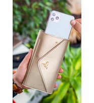Envelope Telefon ve Bozuk Para Bölmeli Zarf Model Kadın Cüzdan (Gold)