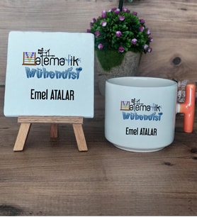 Matematik Mühendisi Hediye Seti Kupa Bardak T Kulplu ve Dekoratif Taş Mühendisler Günü Hediyesi (Model 7)