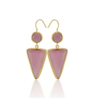 Kadir Jewellery 22 Ayar Altın Kaplama Kadın Sallantılı Küpe -El İşçiliği Ve Hipoalerjenik Küpe (Pembe)
