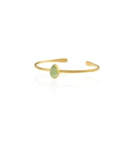 Kadir Jewellery Zirkon Taşlı Ayarlanabilir 22 Ayar Altın Kaplama Bilezik (Açık Yeşil)