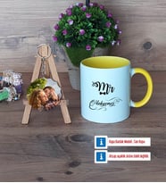 Eşe Hediye Mr Kupa Bardak Beyaz ve Fotoğraflı Ahşap Anahtarlık Hediye Yıl Dönümü Hediyesi (Model 7)
