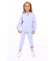 Toontoy Kız Çocuk Kapüşonlu Fermuarlı Baskılı Eşofman Takım (Mavi)