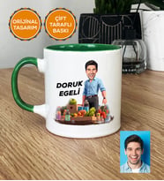 Kişiye Özel Karikatürlü Diyetisyen Kupa Bardak Beyaz Diyetisyenler Günü Hediyesi Erkek Diyetisyene Hediye (Yeşil)