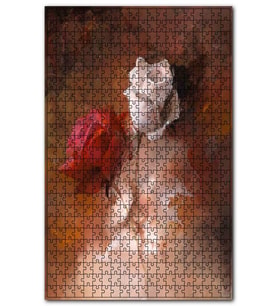 Cakapuzzle Kırmızı ve Beyaz Güller Suluboya Efekt Puzzle Yapboz MDF (Ahşap) (500 Parça)