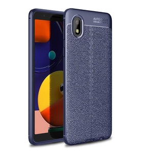 Galaxy A01 Core Kılıf Zore Niss Deri Desenli Silikon Kılıf (Lacivert)