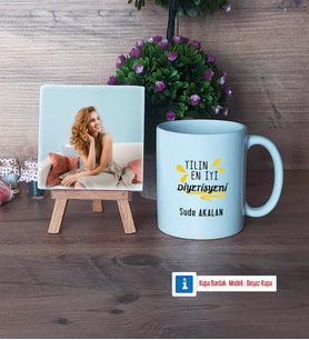 En İyi Diyetisyen Fotoğraflı Dekoratif Taş, Kupa Bardak Beyaz Hediye (Model 1)