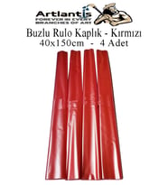 Buzlu Rulo Şeffaf Kaplık 4 Adet 40x150 cm Defter Kitap Kaplığı Okul Öğrenci Rulo Kaplık (Kırmızı)