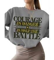 kadın Cesur asker Baskılı unisex Bej Sweatshirt Sweatshirt erkek kalın bisiklet yaka 3 iplik (Gri)