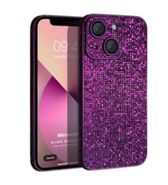 Microsonic Apple iPhone 13 Kılıf Bling Rhinestones Siyah (Mor)