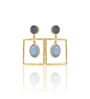 Kadir Jewellery 22 Ayar Altın Kaplama Kadın Sallantılı Küpe -El İşçiliği Ve Hipoalerjenik Küpe-E85 (Gece Mavisi)