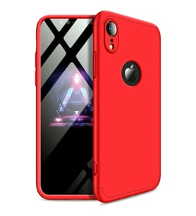 Apple iPhone XR Uyumlu GKK Kılıf 360 Derece Tam Koruma (Kırmızı)