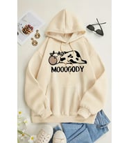 Mooooody Baskılı Unisex Oversize Sweatshirt (Bej)