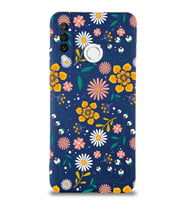 Huawei P 30 Lite Uyumlu Lansman Kılıf Çiçek Tasarımlı İçi Kadife  Kapak (Lacivert)