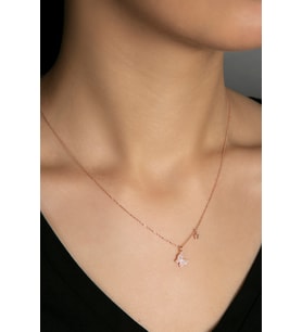 Elika Silver Kadın Yıldız Detaylı Kelebek Model 925 Ayar Gümüş Kolye (Rose)