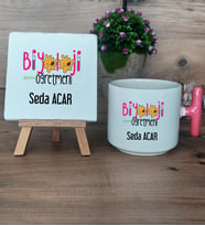 Biyoloji Öğretmeni Hediye Seti Kupa Bardak T Kulplu ve Dekoratif Taş Öğretmenler Günü Hediyesi Biyoloji Öğretmenine Hediye (Model 4)