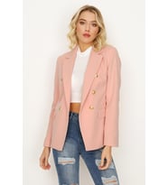 Kadın Gold Düğmeli Blazer Ceket (Pembe)