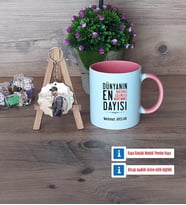 Dayıya Hediye Kupa Bardak Beyaz ve Fotoğraflı Ahşap Anahtarlık Hediye (Model 6)