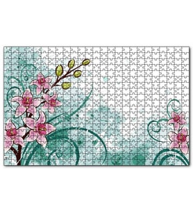 Cakapuzzle Pembe Çiçekler Yeşil Tohumlar Flu Desenler Puzzle Yapboz MDF (Ahşap) (500 Parça)