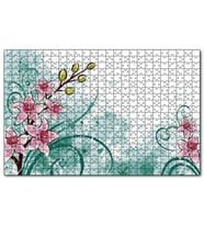 Cakapuzzle Pembe Çiçekler Yeşil Tohumlar Flu Desenler Puzzle Yapboz MDF (Ahşap) (500 Parça)