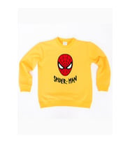 Spiderman baskılı örümcek adam pamuklu kumaş çocuk sweatshirt (Sarı)