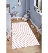 Dijital Baskılı Kaymaz Taban Yıkanabilir Kolay Temizlenir Modern Çocuk Odası Halısı NDÇ-HP-590 (Pembe)