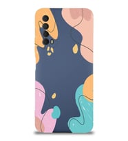 PrintiFy Huawei P Smart 2021 Uyumlu Lansman Kılıf Karışık Renkler Tasarımlı İçi Kadife Kapak (Petrol Mavisi)