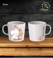 KirliPatiler Taş Kupa Fincan Üzeri Duygusal Kedi Baskılı (Model 5)