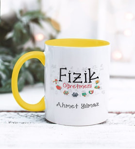 Fizik Öğretmeni Tasarımlı Kişiye Özel Kupa Bardak (Sarı)