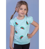 Toontoy Kız Çocuk Karpuz Nakışlı Tişört (Mint Yeşili)
