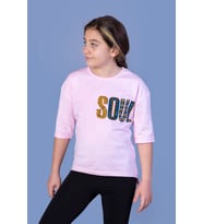 Toontoy Kız Çocuk Soul Baskılı Tişört (Pembe)
