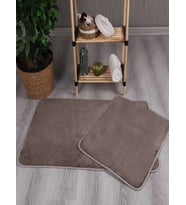 My Evilla Modern Dekoratif Peluş Simirna 50x80-50x40 Banyo Klozet Takımı (Vizon)