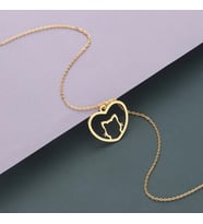 Kişiye Özel 925 Ayar Gümüş Kalp Kedi Kolye (Gold)