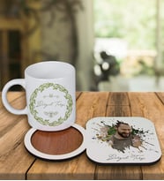 Kişiye Özel Tasarım Kupa Bardak Ve Fotoğraflı Ahşap Bardak Altlığı 99177 (Siyah)