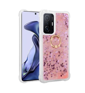 Xiaomi Mi 11T 5G Kılıf Zore Milce Simli Pullu Yüzüklü Kılıf (Pembe)